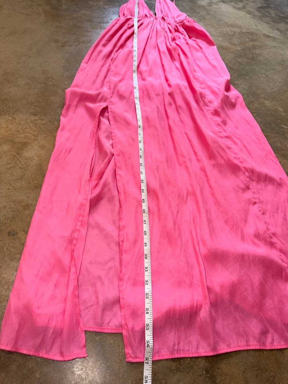 Lioness Hot Pink Maxi Dress Size 10 Plunge Neck Slit Vacation Dress - Picture 4 of 12